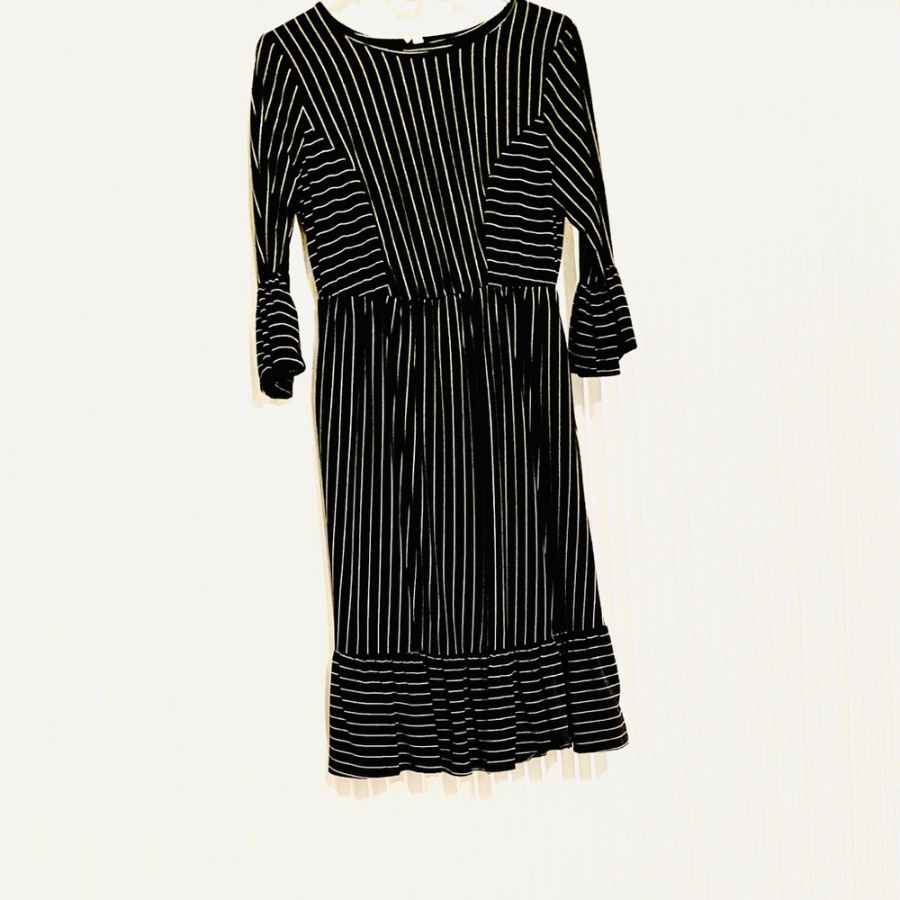 PinkBlush Medium Midi Dress Black/White Striped